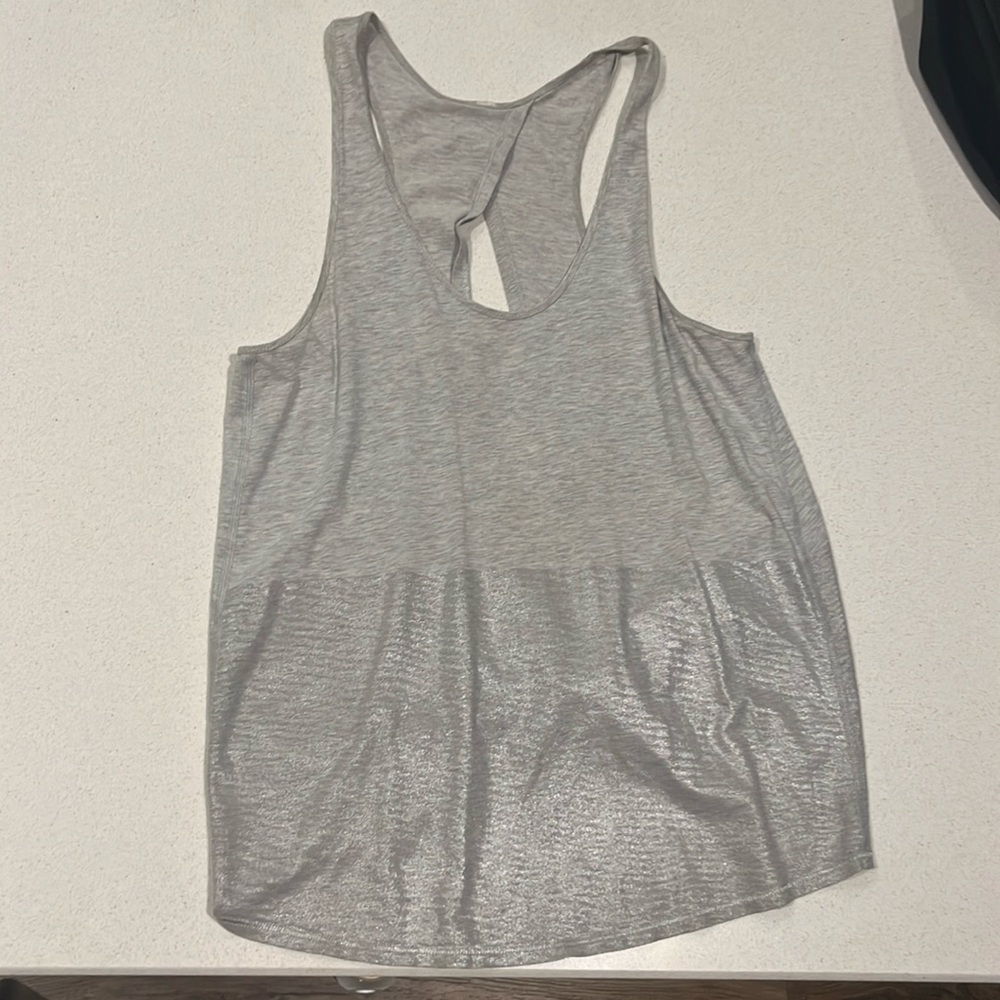 Lululemon All Tied Up Scoop Tank Heather Light Grey sz 4